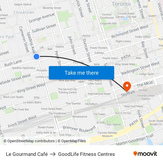 Le Gourmand Café to GoodLife Fitness Centres map