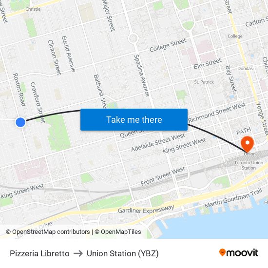 Pizzeria Libretto to Union Station (YBZ) map