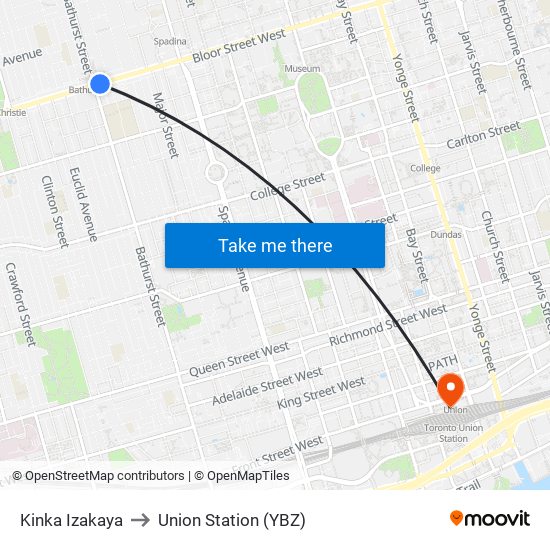 Kinka Izakaya to Union Station (YBZ) map