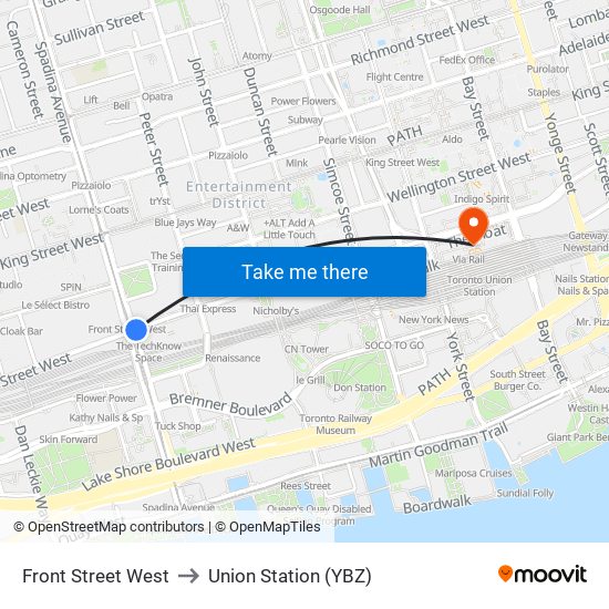 Front Street West to Union Station (YBZ) map