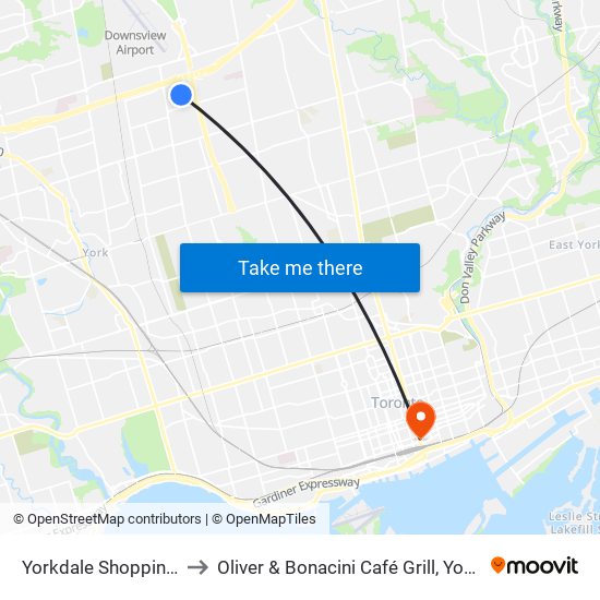 Yorkdale Shopping Centre to Oliver & Bonacini Café Grill, Yonge and Front map