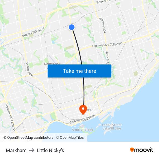 Markham to Little Nicky's map