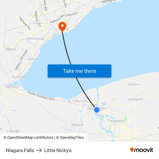 Niagara Falls to Little Nicky's map