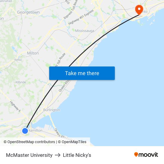 McMaster University to McMaster University map