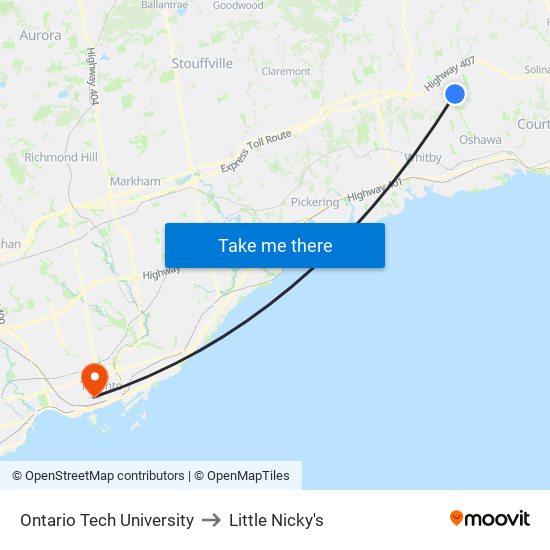 Ontario Tech University to Little Nicky's map