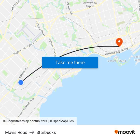 Mavis Road to Starbucks map