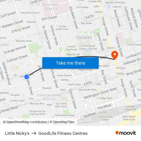 Little Nicky's to GoodLife Fitness Centres map