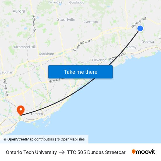 Ontario Tech University to Ontario Tech University map