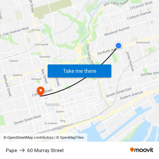 Pape to 60 Murray Street map