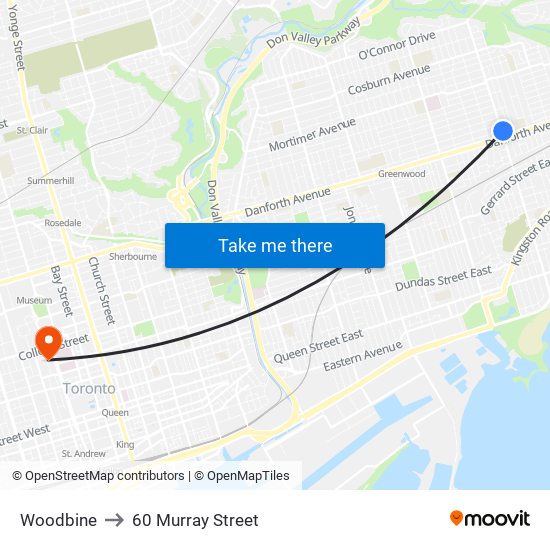 Woodbine to 60 Murray Street map