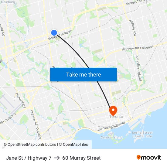 Jane St / Highway 7 to 60 Murray Street map