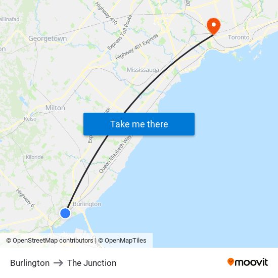 Burlington to Burlington map