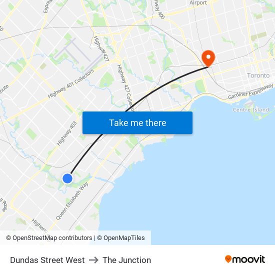 Dundas Street West to The Junction map