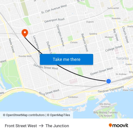 Front Street West to The Junction map