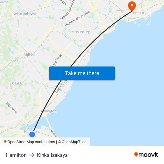 Hamilton to Kinka Izakaya map
