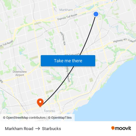 Markham Road to Starbucks map