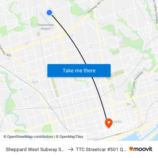 Sheppard West Subway Station to Sheppard West Subway Station map