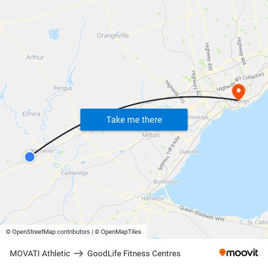 MOVATI Athletic to GoodLife Fitness Centres map