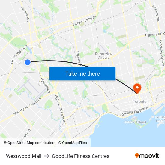 Westwood Mall to GoodLife Fitness Centres map