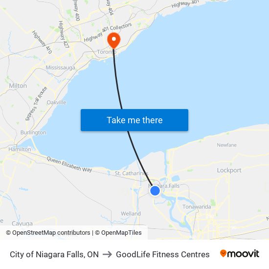 City of Niagara Falls, ON to City of Niagara Falls, ON map