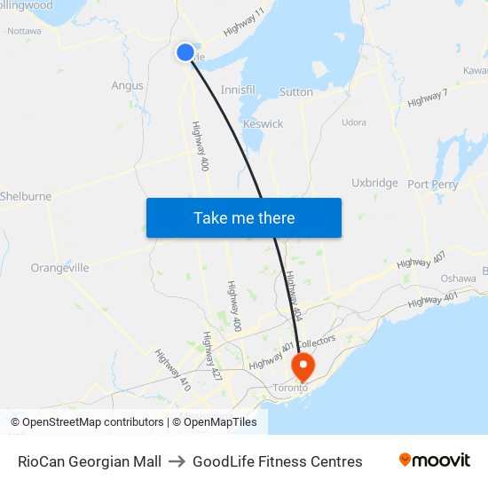 RioCan Georgian Mall to GoodLife Fitness Centres map