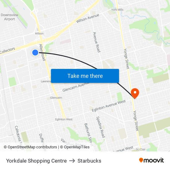 Yorkdale Shopping Centre to Starbucks map