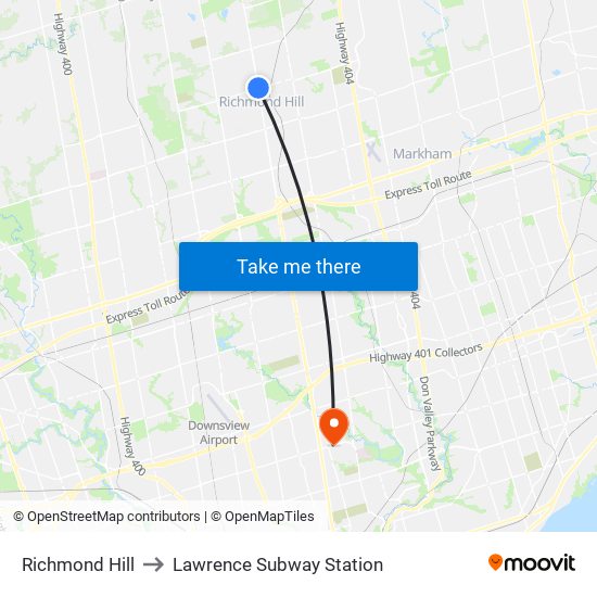 Richmond Hill to Lawrence Subway Station map