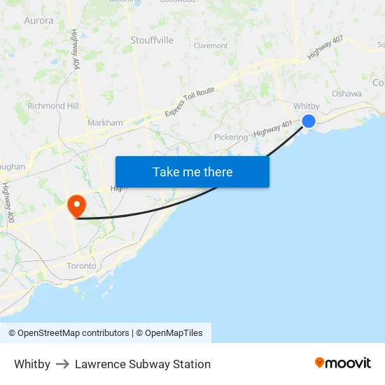 Whitby to Lawrence Subway Station map