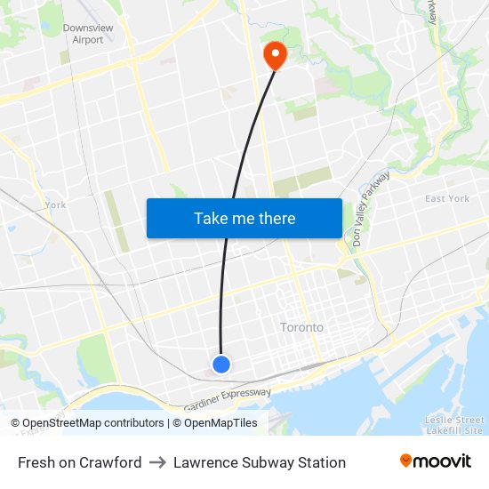 Fresh on Crawford to Lawrence Subway Station map
