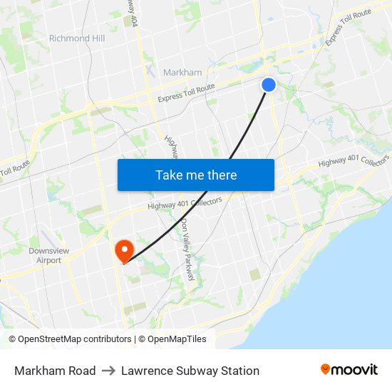 Markham Road to Lawrence Subway Station map