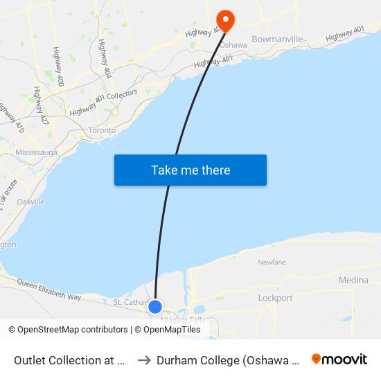 Outlet Collection at Niagara to Durham College (Oshawa Campus) map