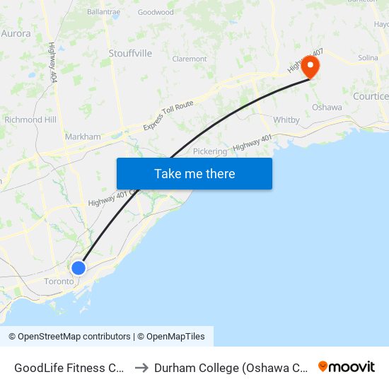 GoodLife Fitness Centres to Durham College (Oshawa Campus) map