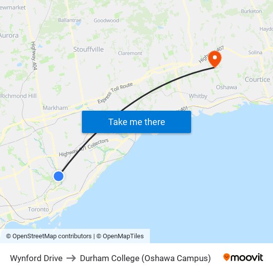 Wynford Drive to Durham College (Oshawa Campus) map
