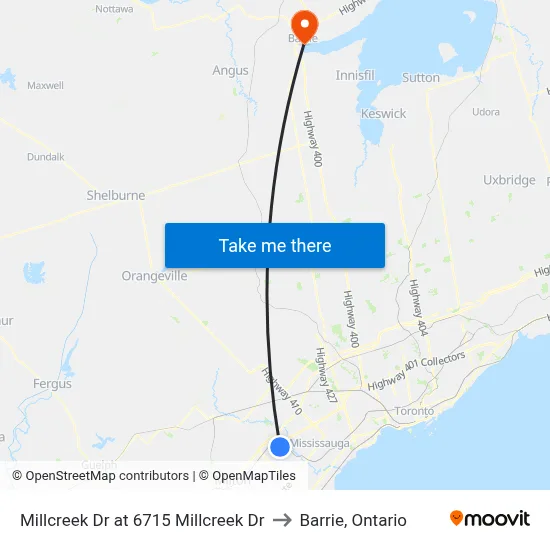 Millcreek Dr at 6715 Millcreek Dr to Barrie, Ontario map