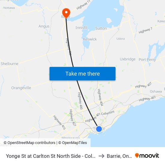 Yonge St at Carlton St North Side - College Station to Barrie, Ontario map