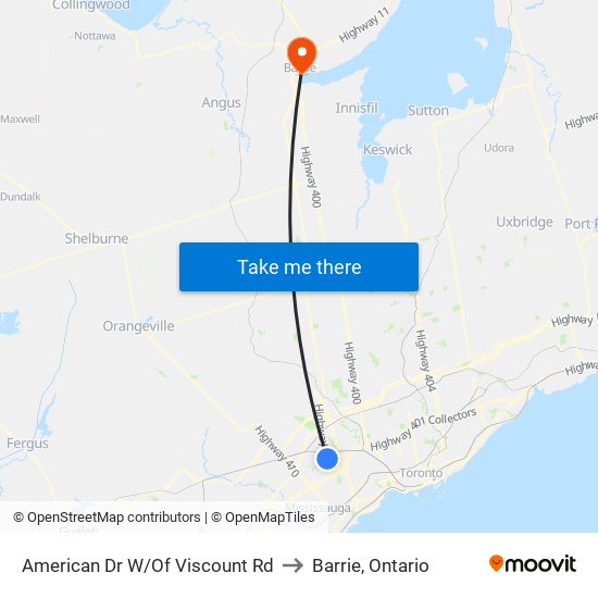 American Dr W/Of Viscount Rd to Barrie, Ontario map