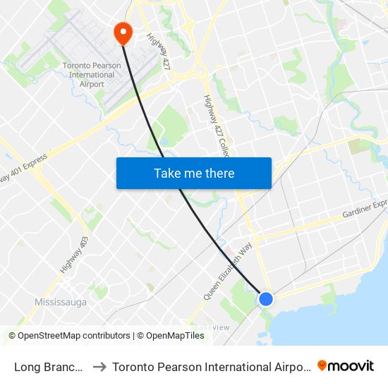 Long Branch Go to Toronto Pearson International Airport (YYZ) map