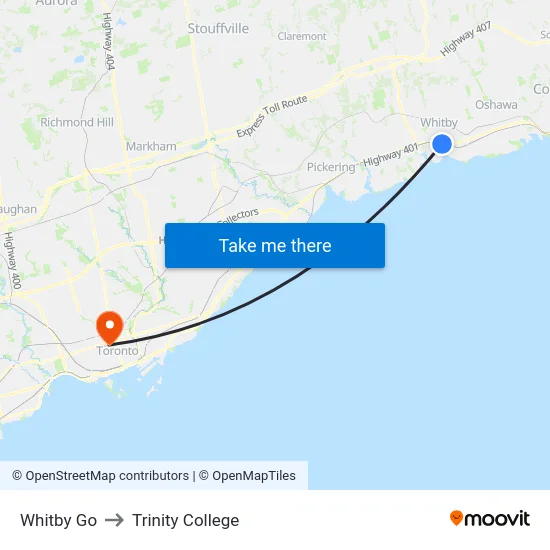 Whitby Go to Trinity College map