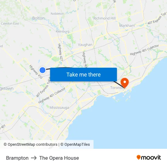 Brampton to The Opera House map