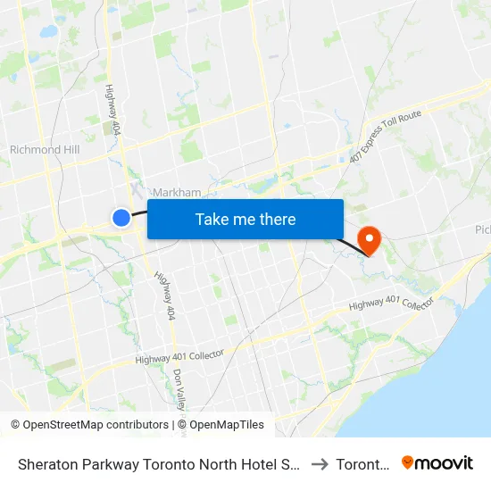 Sheraton Parkway Toronto North Hotel Suites Richmond Hill to Toronto Zoo map