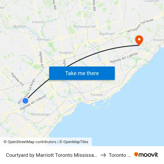Courtyard by Marriott Toronto Mississauga/West to Toronto Zoo map