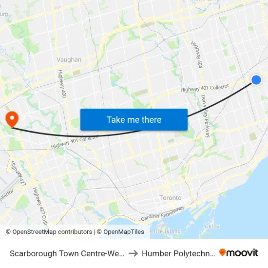 Scarborough Town Centre-West to Humber Polytechnic map