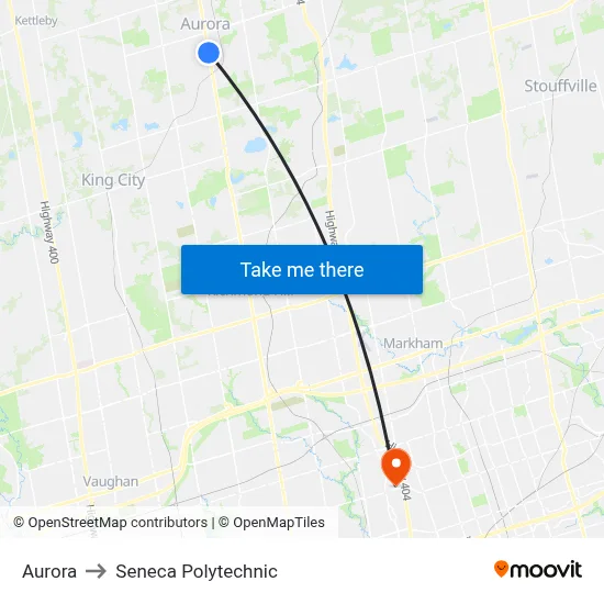 Aurora to Seneca Polytechnic map