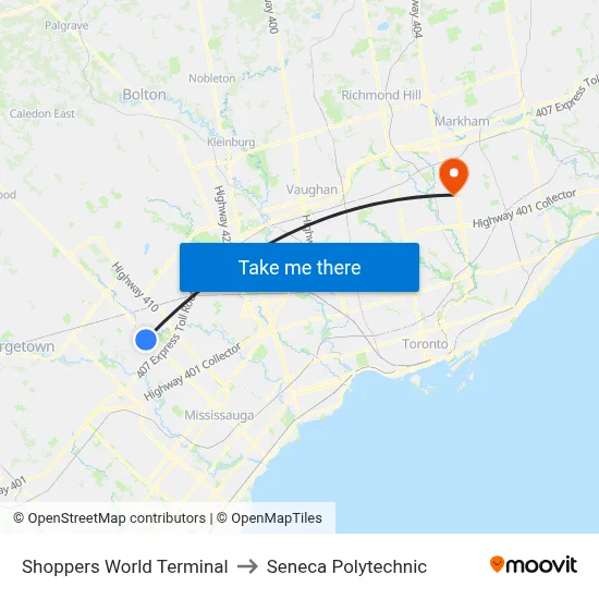 Shoppers World Terminal to Seneca Polytechnic map