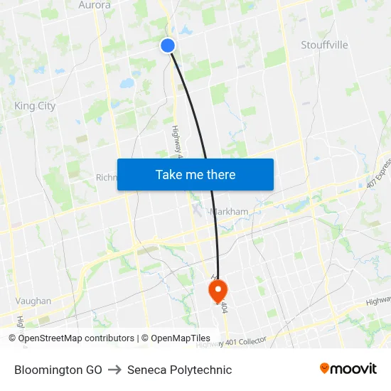 Bloomington GO to Seneca Polytechnic map