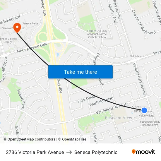 2786 Victoria Park Avenue to Seneca Polytechnic map