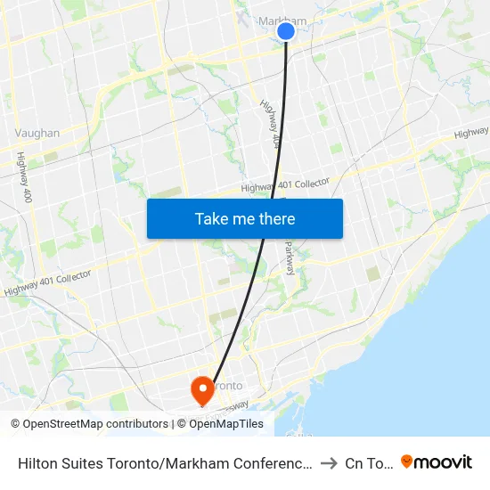 Hilton Suites Toronto/Markham Conference Centre & Spa to Cn Tower map