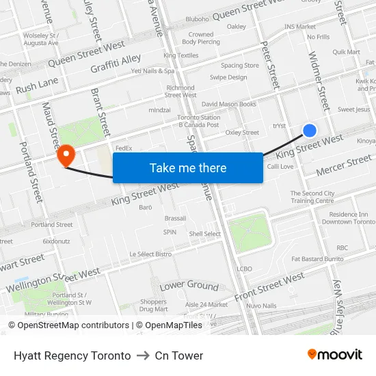 Hyatt Regency Toronto to Cn Tower map