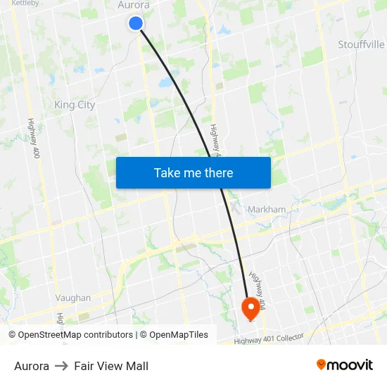 Aurora to Fair View Mall map