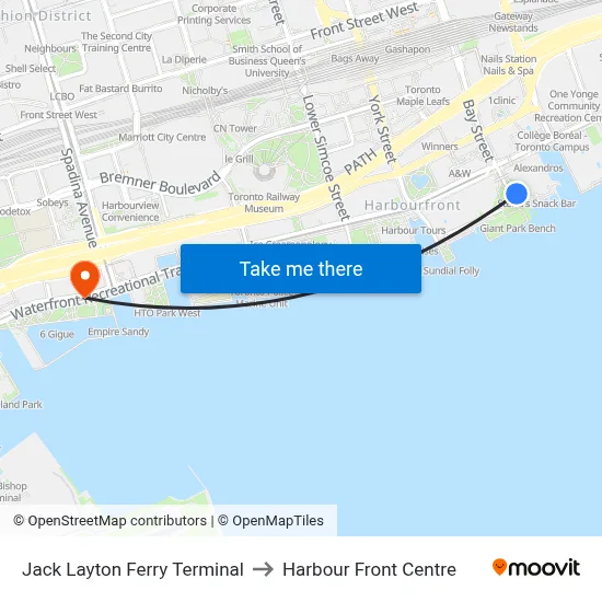 Jack Layton Ferry Terminal to Harbour Front Centre map